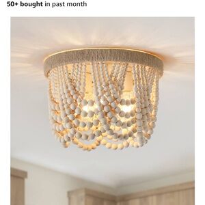 Elegant Cream Beaded Ceiling Light Fixture
